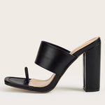 Sandali donna slip-on con tacco a blocco