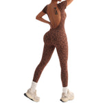 Tuta intera da yoga leopardata