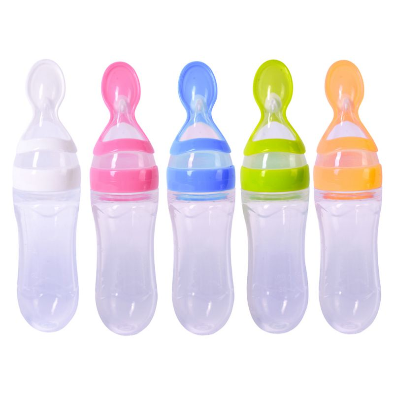 Baby Squeeze Feeder Bottle with Spoon