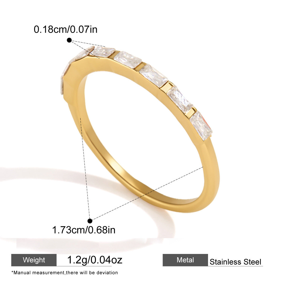 Anello minimalista con zircone, acciaio inossidabile