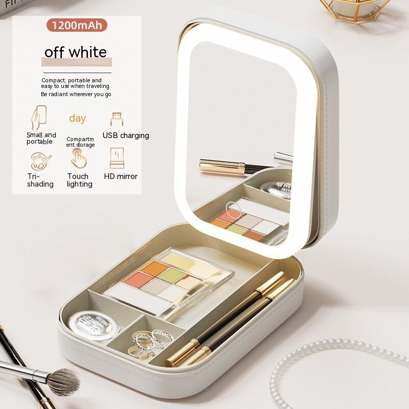 LED Lighted Makeup Mirror with Storage Box