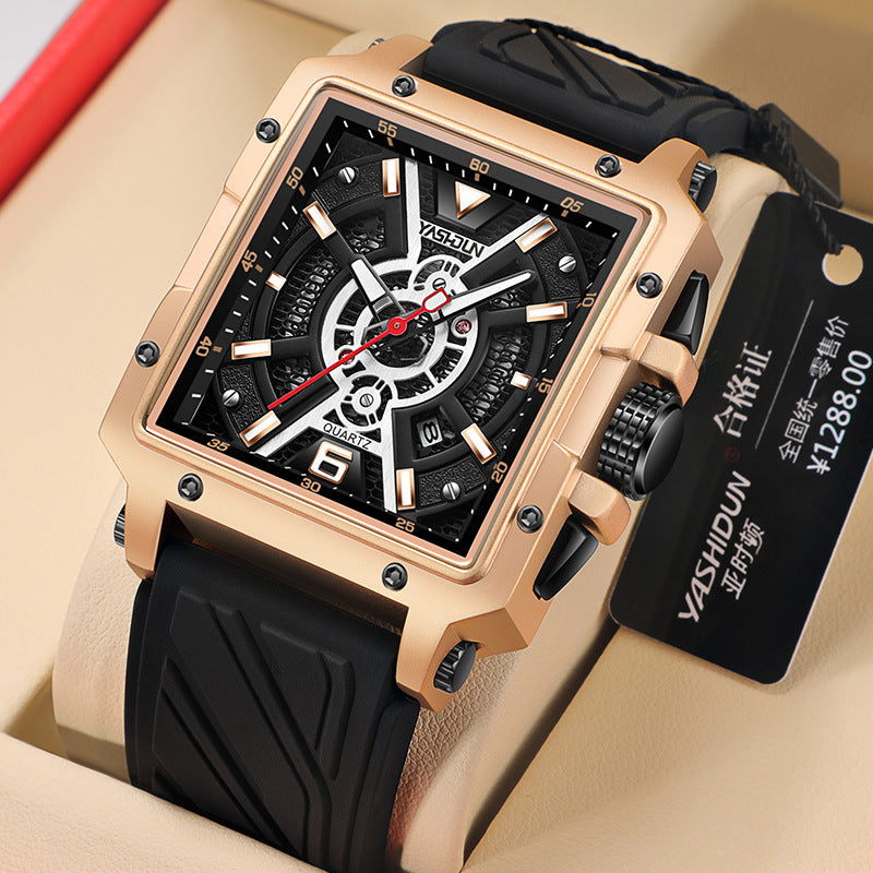 Herenhorloge met grote vierkante wijzerplaat