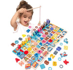 Plateau de pêche mathématique en bois, jouet d'apprentissage Montessori