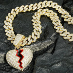 Broken Heart Pendant Necklace, Hip-Hop