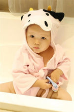 Baby Hooded Cotton Bathrobe, Cute Animal Design
