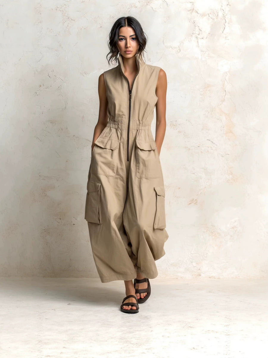 Women's Sleeveless Zip-Front Jumpsuit