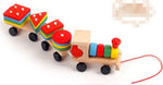 Juguete de tren de madera de tres secciones, tractor, rompecabezas de inteligencia para niños, juguete educativo