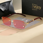 Luxurious Gift Box Set - Women's Diamond-set Square-edge Frameless Stylish Glasses with Me