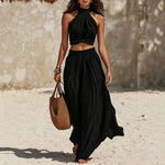 Set aus Neckholder-Top und weitem Rock