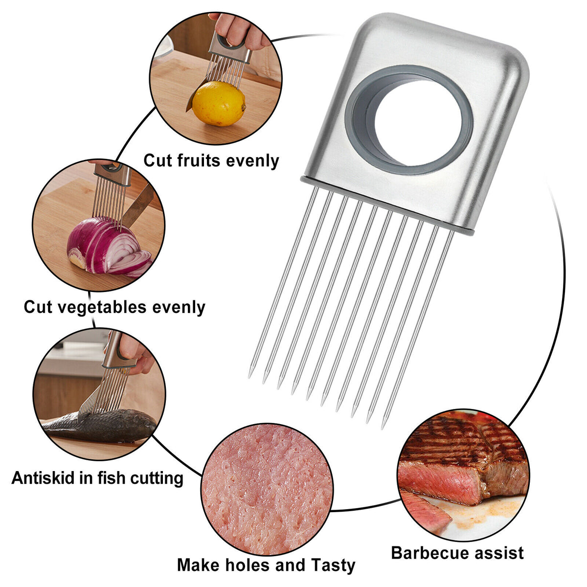 Stainless Steel Onion and Vegetable Holder Slicer