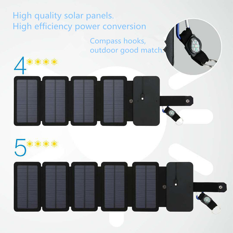 Folding Solar Panel Charger, USB for Camping and Hiking