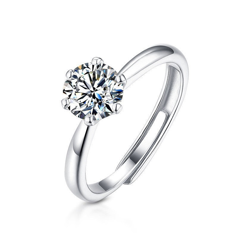 Anillo de moissanita con simulación en forma de V de Vibrato Live, apilable con diamante de una hilera