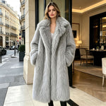 Women's Long Winter Coat with Notch Lapel