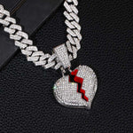 Broken Heart Pendant Necklace, Hip-Hop