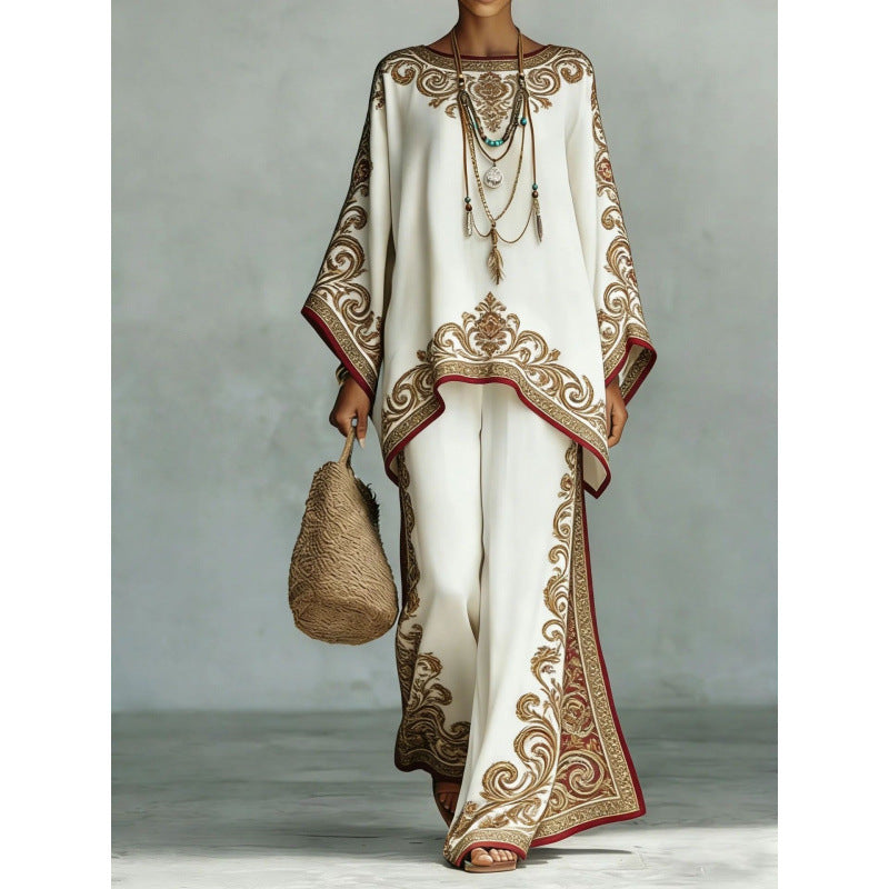 Women's Two-Piece Lounge Suit, Long-Sleeve Top and Trousers