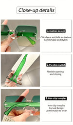 Óculos de Sol Quadrados Sem Armação, Pack de 2, Lentes Degradê