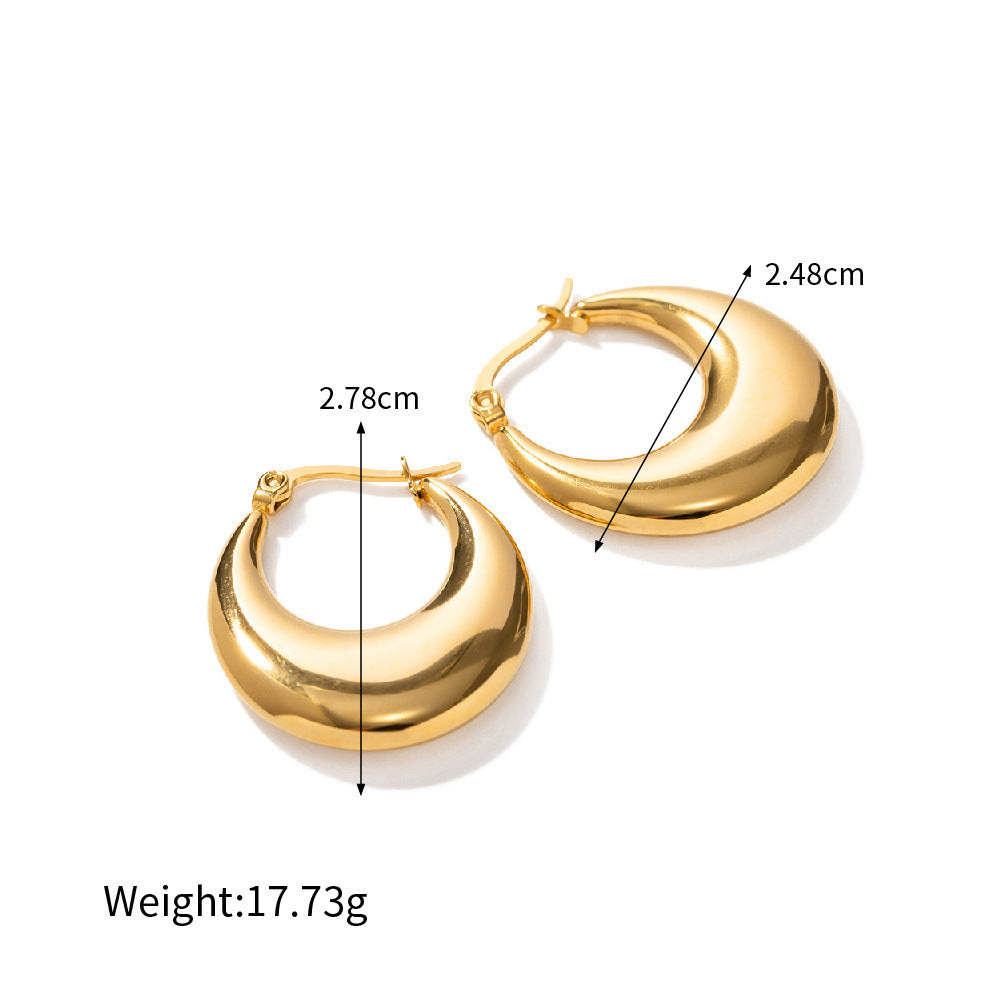 Boucles d'oreilles puces Double-C avec zirconium, acier inoxydable
