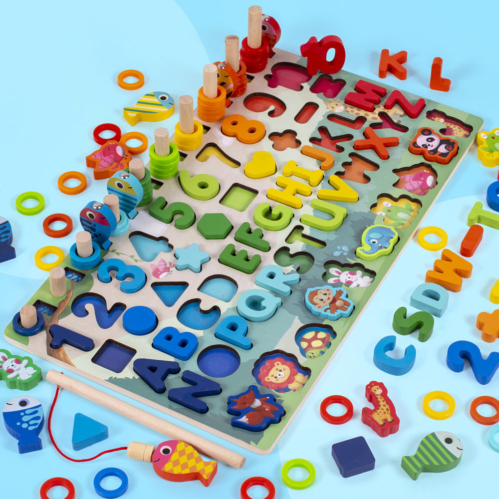 Rompecabezas 3D de números y letras para niños, juguete educativo geométrico digital de colores para bebés
