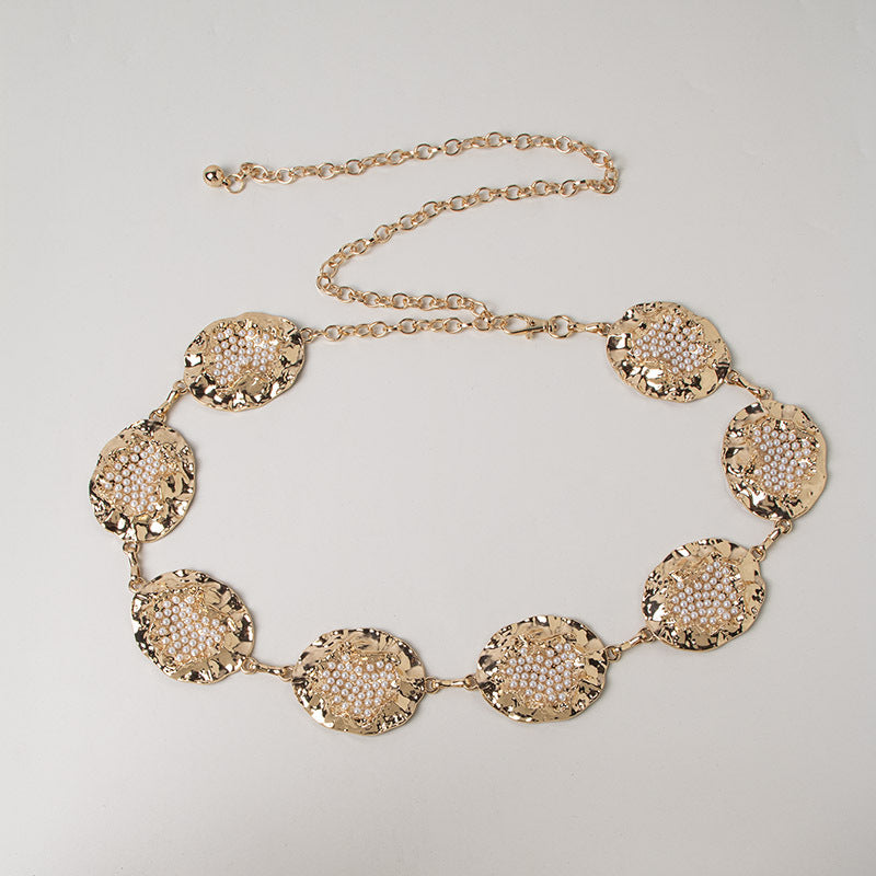 Elegant Women's Waist Chain with Luxurious Design, Shell Pearl Waist Chain, Metal Fashion