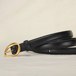 New Women's Top Layer Belt Retro Alloy Pin Buckle Leather Belt Niche Design for Jeans Belt