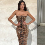Zweiteiliges Pailletten-Set mit Leopardenmuster
