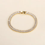 Classic -style Brass Square Bracelet with Diamond-studded Chain