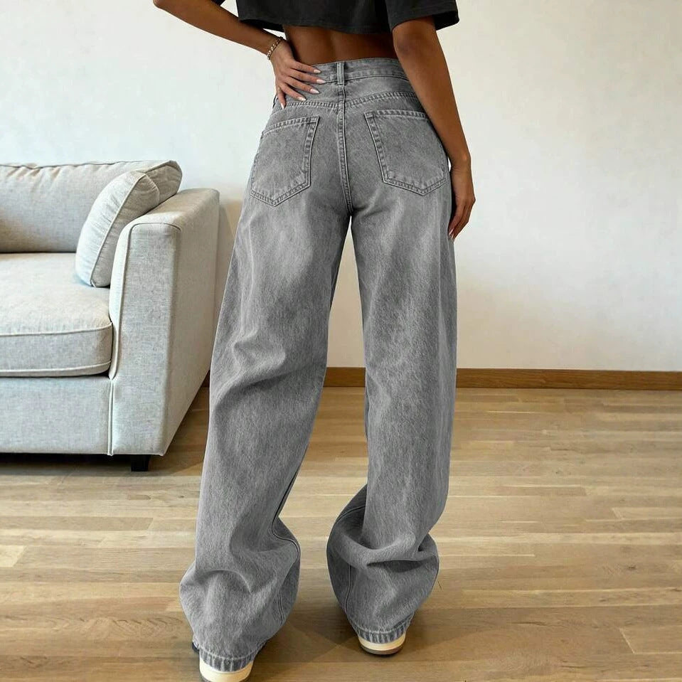 2026 Summer New Drapey Casual Straight Loose High-waisted Wide-leg Women's Jeans
