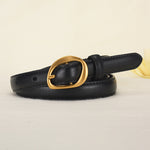 New Women's Top Layer Belt Retro Alloy Pin Buckle Leather Belt Niche Design for Jeans Belt