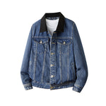 Herren-Retro-Jeansjacke mit Wildleder-Kragen
