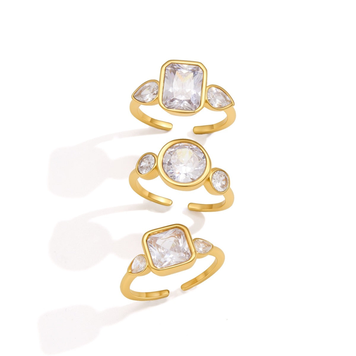 Anello minimalista con zircone, acciaio inossidabile