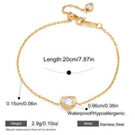 Bracelet réglable en zircon, acier inoxydable