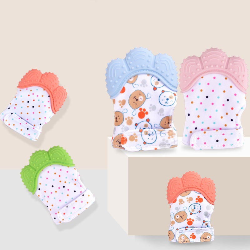 Baby-Beißring, Anti-Beiß-Silikon-Beißhandschuh für Babys, Rasselspielzeug für Kinder