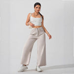 Pantaloni da donna versatili a tinta unita con gamba ampia e svasata