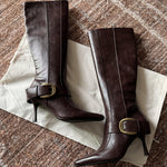 Botas Vintage de Salto Robusto com Fivela para Mulher