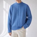 Herren-Vintage-Pullover mit Zopfmuster und Rundhalsausschnitt