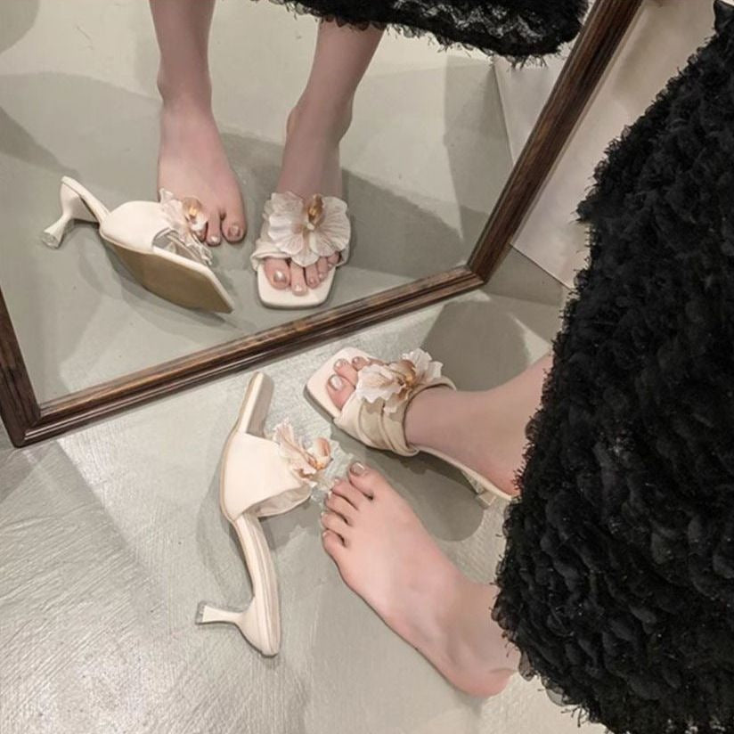 Women's Square-Toe Open-Toe Slip-On Sandals