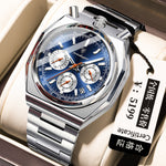 Orologio al quarzo luminoso retrò da uomo, impermeabile