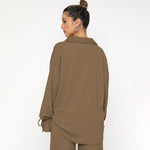 Women's Polo Collar Two-Piece Suit, Top and Trousers
