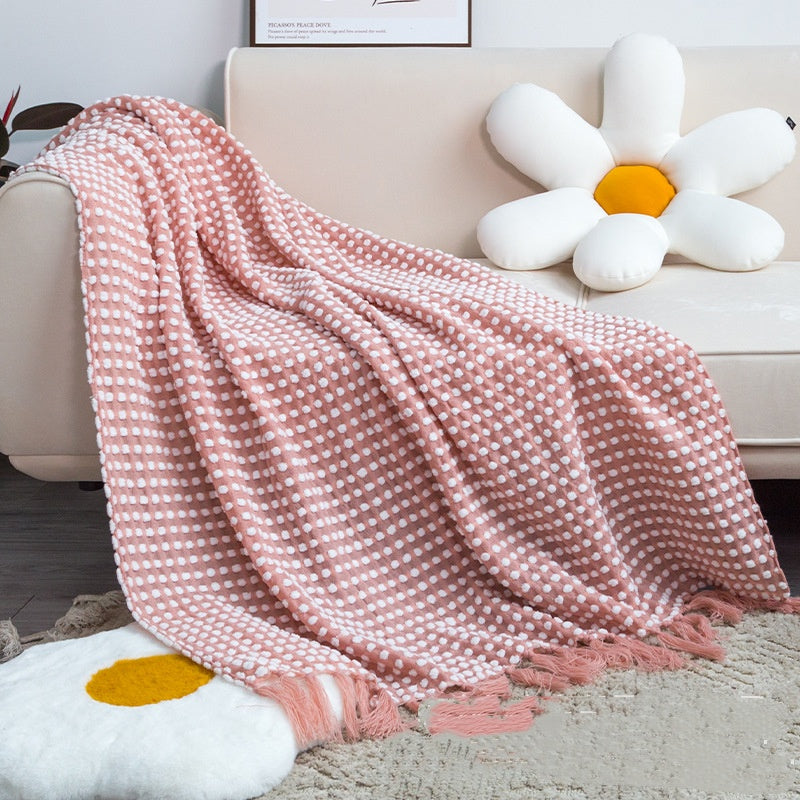 Chenille Knit Throw Blanket with Tassels
