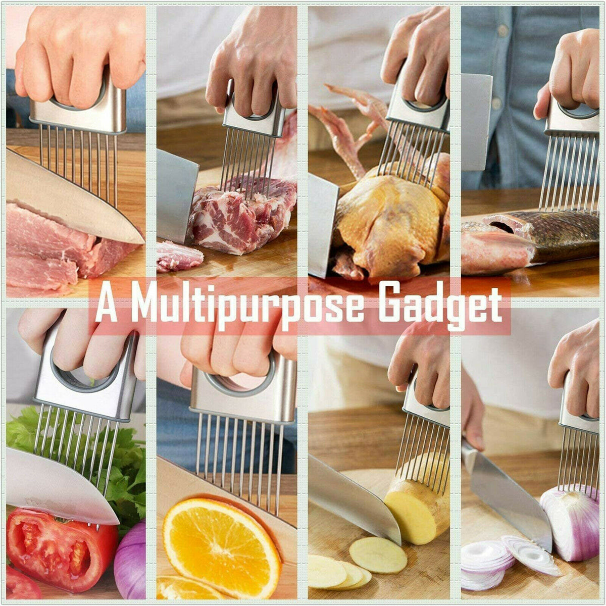 Stainless Steel Onion and Vegetable Holder Slicer
