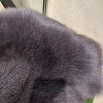 Giacca corta in pelliccia sintetica di volpe, cappotto soffice