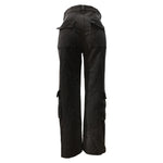 Zerrissene Cargo-Jeans mit weitem Bein, verwaschenes Dunkelgrau