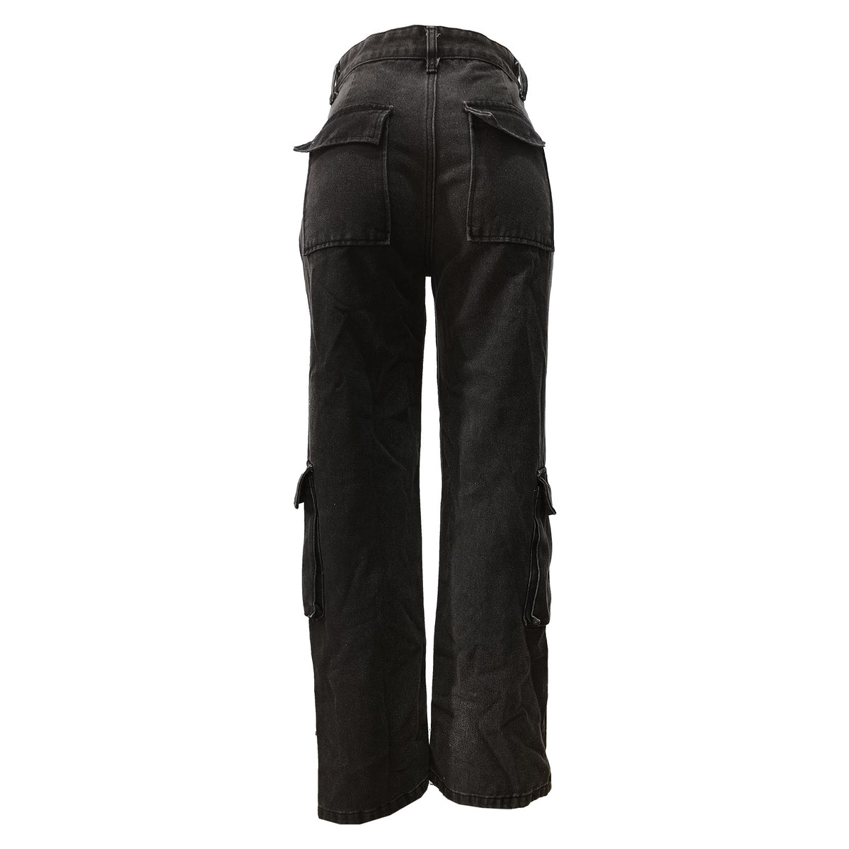 Zerrissene Cargo-Jeans mit weitem Bein, verwaschenes Dunkelgrau
