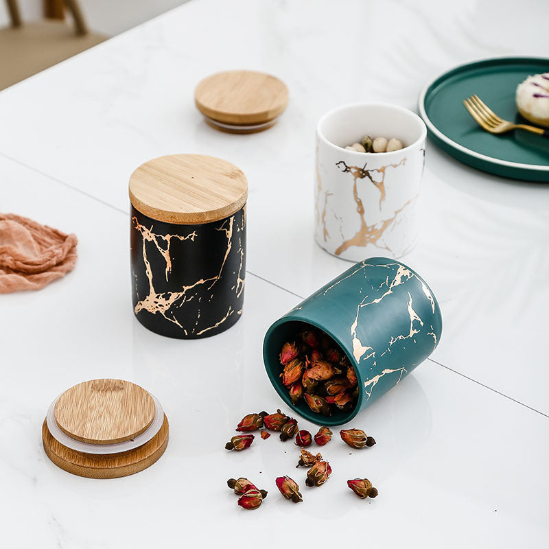Ceramic Airtight Storage Jar with Bamboo Lid