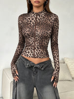 Leopard Knit Zip-Up Jacket