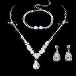 Conjunto de Joias de Noiva com Strass em Forma de Lágrima