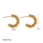 Boucles d'oreilles puces Double-C avec zirconium, acier inoxydable