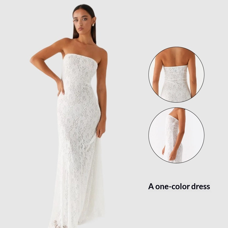 Women's Strapless Lace Dress