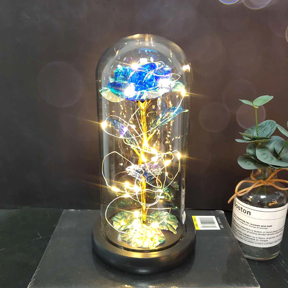 LED-Rose in Glaskuppel, leuchtendes Blumengeschenk