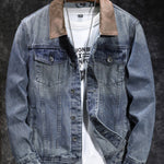 Herren-Retro-Jeansjacke mit Wildleder-Kragen